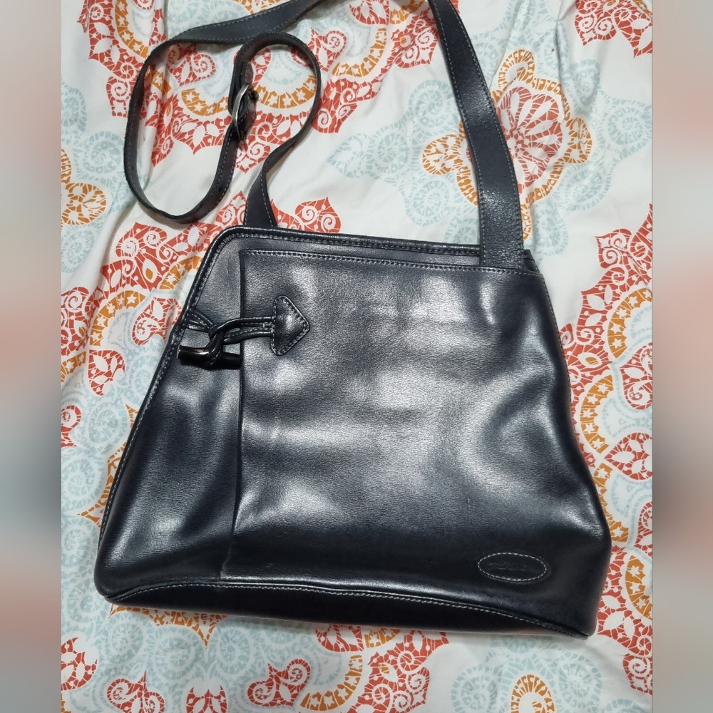 longchamp black leather bag
